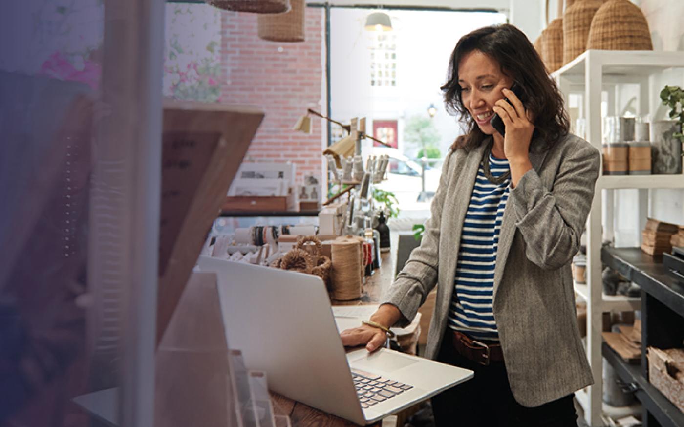 Small Business Owner on Phone